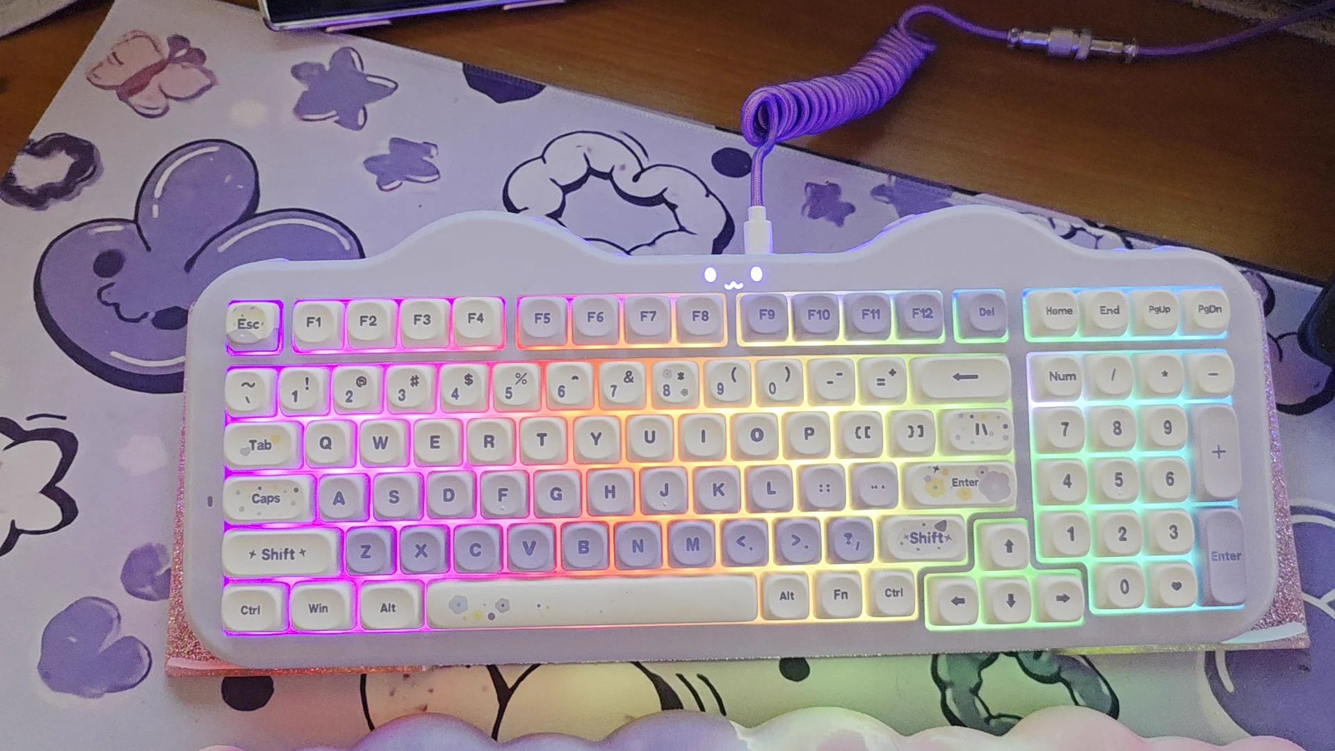 Dr. Elena’s purple YUNZII C98 keyboard in her owner-recorded product footage.